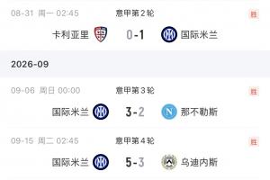 不先丢2球不会踢?国米连续3场意甲先0-2落后,最终2胜1平